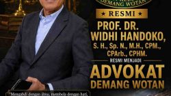 Prof. DR. WIDHI HANDOKO, S.H., Sp.N., CPM., CPArb., CPHM. Resmi Jadi Advokat Demang Wotan.